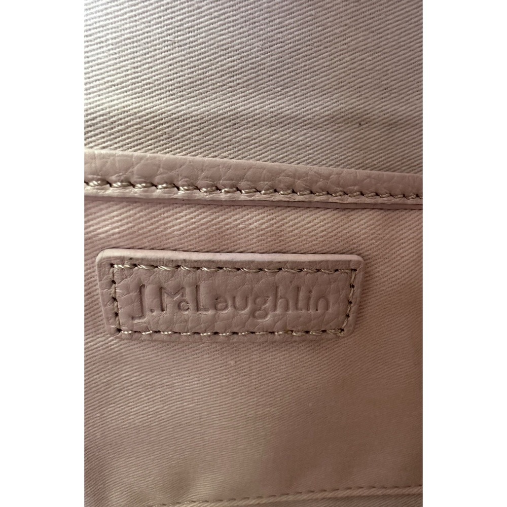 J.McLaughlin Sienna Clutch Pink Leather Stripe Bag Bamboo Zip New Without Tags - Picture 5 of 6